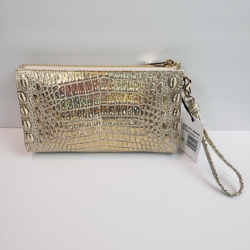 Brahmin Daisy Leather Wristlet Hologram Melbourne Genuine Leather Purse HTF Bag - Picture 8 of 16